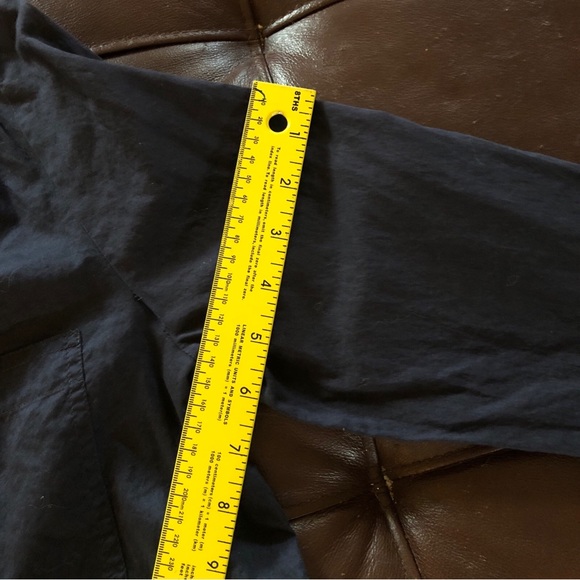 Loft navy blue roll sleeve shirt cotton split neck sZ medium - Picture 12 of 15